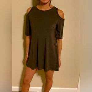 Olive green shoulder crop dress